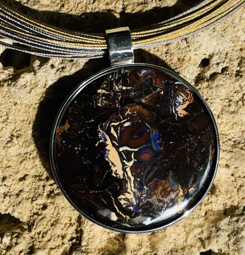 Koroit-Opal Anhänger ca.40 mm in 925 Silber